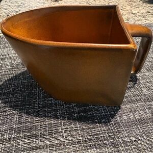 Vintage pottery scoop brown glazed